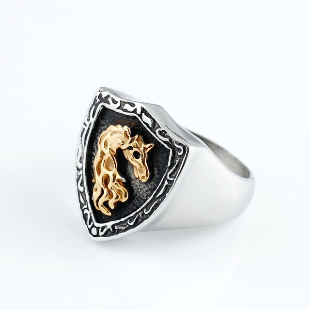 Pierścień męski z motywem jednorożca, w stylu mody gotyckiej z motywem zwierzęcym - Wianko - 5
