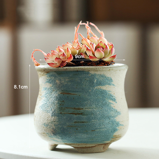 Duży chiński ceramiczny garnek vintage do roślin w stylu tusz bańka glazura - Wianko - 6