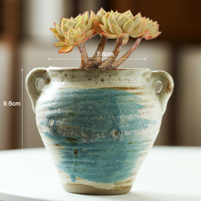 Duży chiński ceramiczny garnek vintage do roślin w stylu tusz bańka glazura - Wianko - 5
