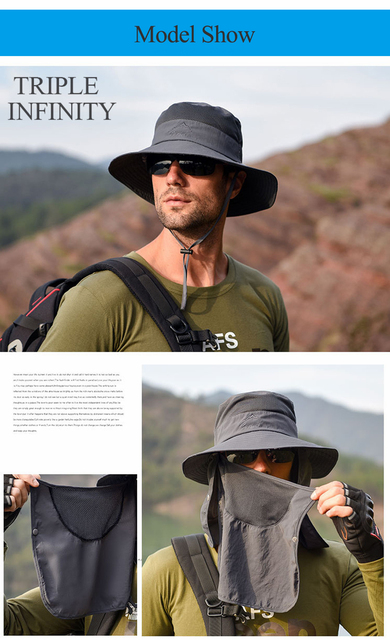 Kowbojska czapka turystyczna mężczyzny, składana i oddychająca, ochrona UV, anty słońce, wędkarstwo - Wianko - 19