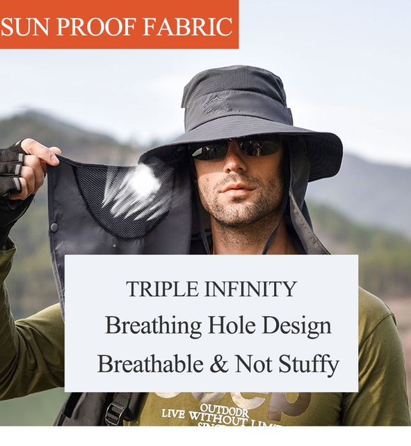 Kowbojska czapka turystyczna mężczyzny, składana i oddychająca, ochrona UV, anty słońce, wędkarstwo - Wianko - 11