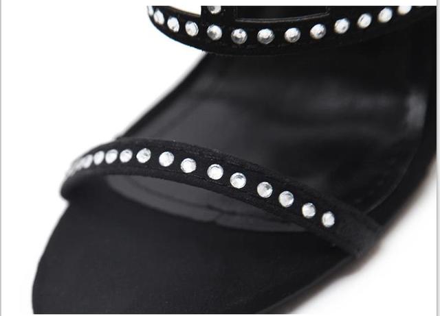 Aneikeh 2021 Damskie buty na wysokim obcasie czarne, z wystającym palcem i kryształowymi kostkami, rozmiary 4-9 - Wianko - 13