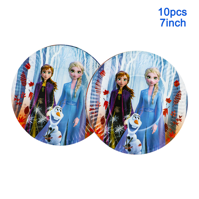 Dekoracje na imprezę urodzinową Disney Frozen Girls - torba papierowa, kubki i talerze, flagi, jednorazowe zastawy stołowe - 106 sztuk - Wianko - 7