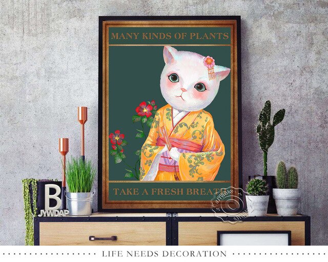 Dziwaczne artystyczne wydruki plakatów zwierząt, inspirowane malarstwem kimono gejszy - Wianko - 5