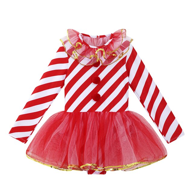 Sukienka dziecięca czerwona księżniczka na Boże Narodzenie z długim rękawem, paskowe cekiny i siateczkowe zdobienia Tutu - Wianko - 15
