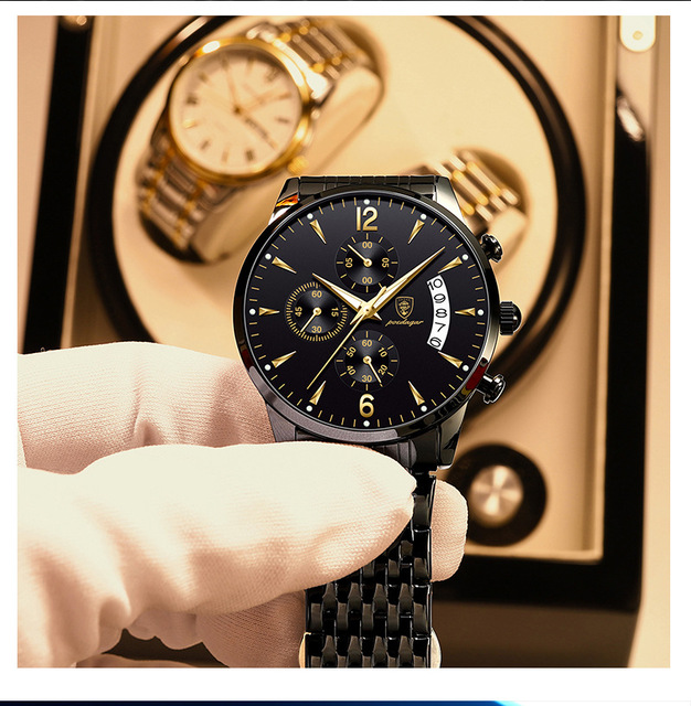 Najlepszy zegarek kwarcowy dla mężczyzn - sportowy, ze stali nierdzewnej, wodoodporny, podświetlany - Wianko - 2