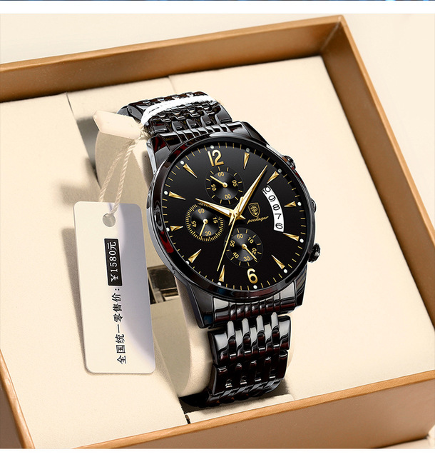 Najlepszy zegarek kwarcowy dla mężczyzn - sportowy, ze stali nierdzewnej, wodoodporny, podświetlany - Wianko - 10