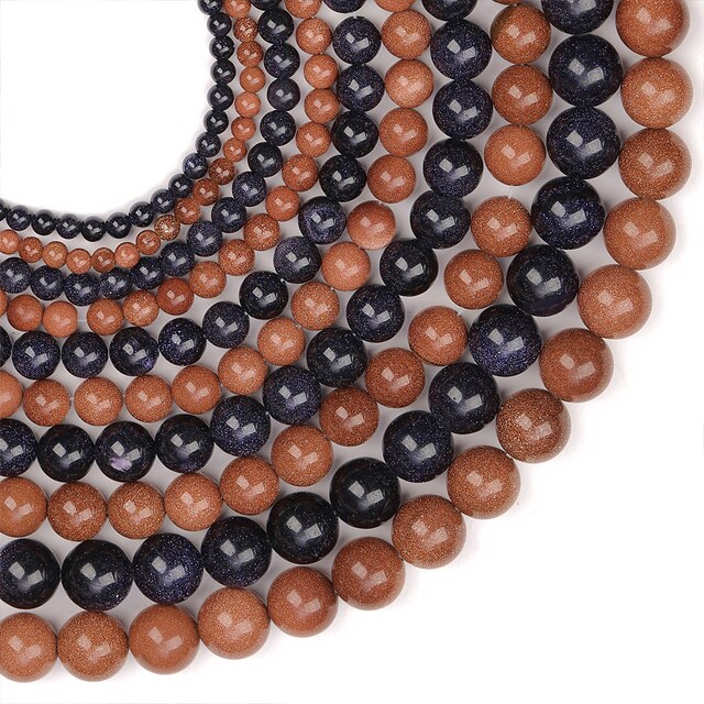 Koraliki naturalny czerwony brązowy/niebieski piasek 4-12mm - gładkie, okrągłe, luźne koraliki do tworzenia biżuterii DIY - bransoletki, naszyjniki - Wianko - 5