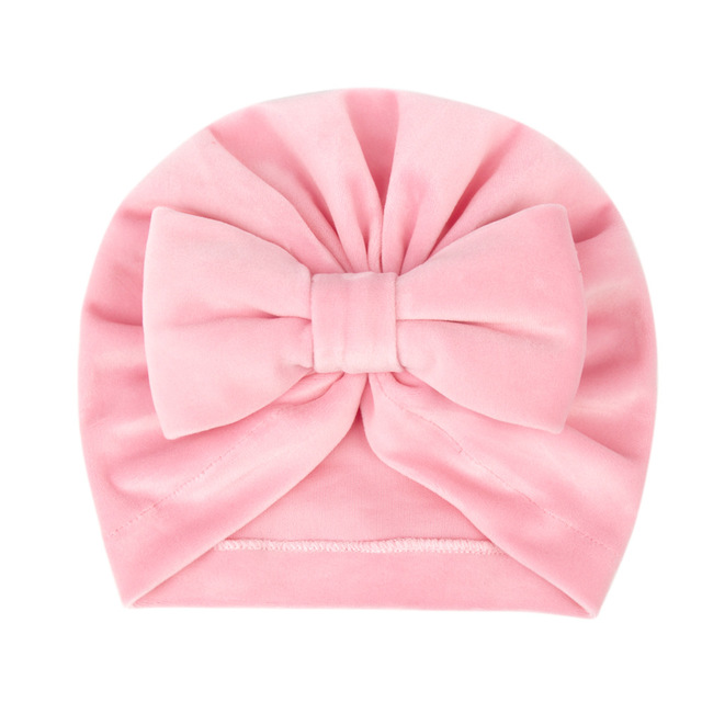 Miękka flanelowa czapka z daszkiem dla niemowląt - Bowknot jednokolorowa - dzieci noworodkowe - zimowa ciepła elastyczna - niemowlę Baby Boy Girl Beanie - czapka - Wianko - 16