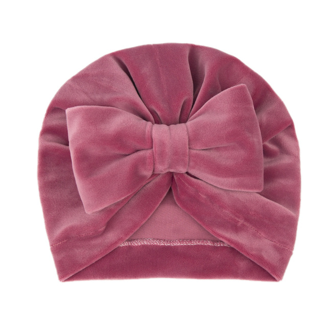 Miękka flanelowa czapka z daszkiem dla niemowląt - Bowknot jednokolorowa - dzieci noworodkowe - zimowa ciepła elastyczna - niemowlę Baby Boy Girl Beanie - czapka - Wianko - 15