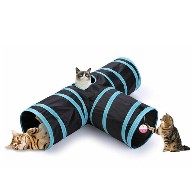 Kot domowy zestaw zabawek - składany tunel Tube o 2/3/4 otworach, w tym kryty otwór, piłka kotek marszczona, dla kotów i królików, dostawa interaktywna zabawka - Wianko - 4