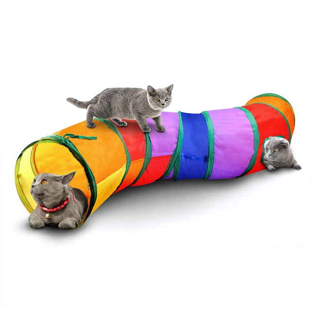 Kot domowy zestaw zabawek - składany tunel Tube o 2/3/4 otworach, w tym kryty otwór, piłka kotek marszczona, dla kotów i królików, dostawa interaktywna zabawka - Wianko - 10