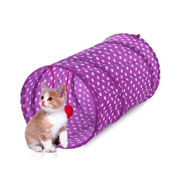 Kot domowy zestaw zabawek - składany tunel Tube o 2/3/4 otworach, w tym kryty otwór, piłka kotek marszczona, dla kotów i królików, dostawa interaktywna zabawka - Wianko - 13