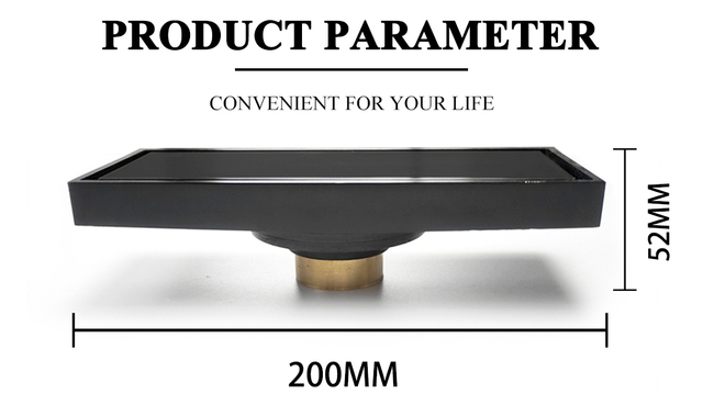 Odpływ podłogowy mosiądz matowy czarny kwadrat 20CM - Wianko - 6
