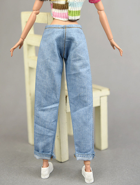Zestaw ubrań dla lalek Barbie i lalkek BJD 1/6 – koszula, krótkie bluzki i spodnie jeansowe - Wianko - 5