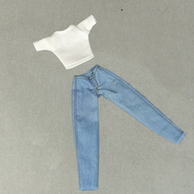 Zestaw ubrań dla lalek Barbie i lalkek BJD 1/6 – koszula, krótkie bluzki i spodnie jeansowe - Wianko - 13