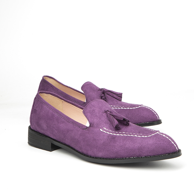 Męskie buty wiosenne na niskim obcasie z frędzlami i wzorem vintage - Wianko - 4