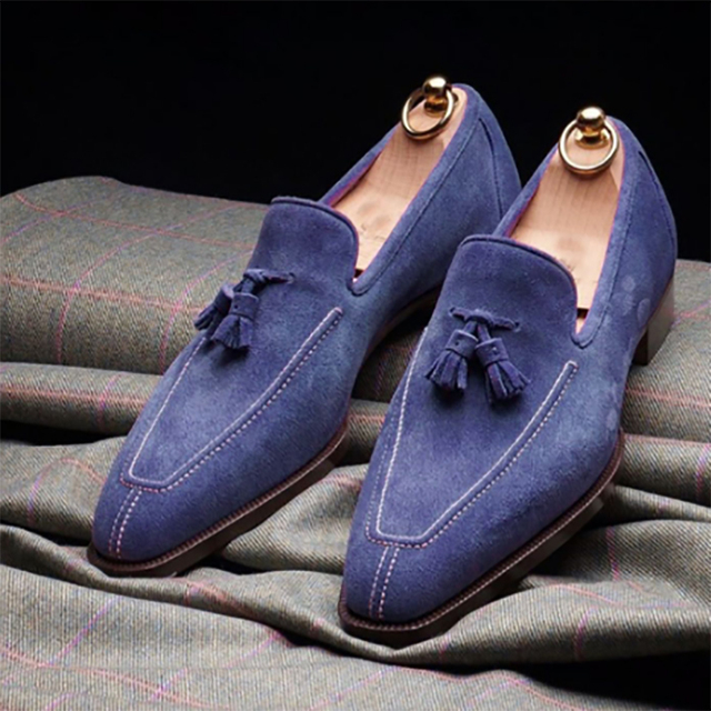 Męskie buty wiosenne na niskim obcasie z frędzlami i wzorem vintage - Wianko - 10