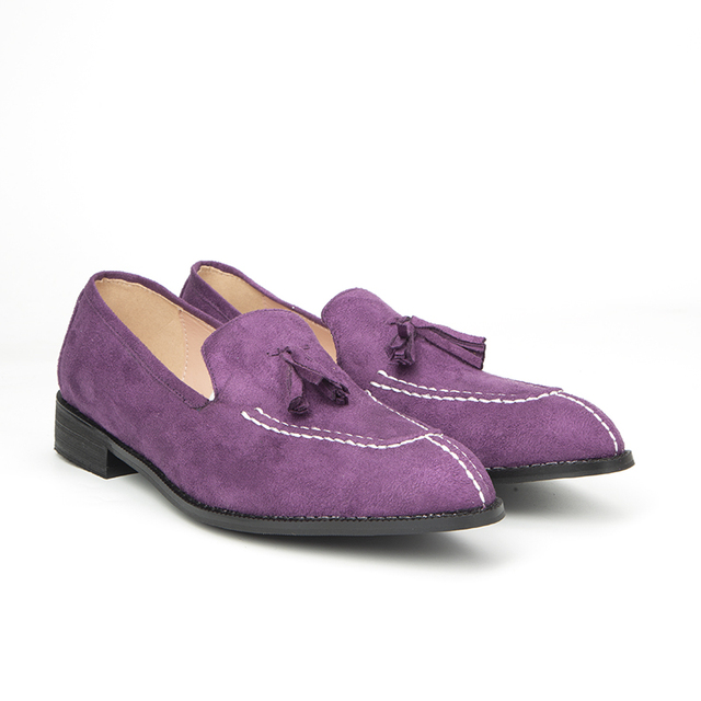 Męskie buty wiosenne na niskim obcasie z frędzlami i wzorem vintage - Wianko - 6