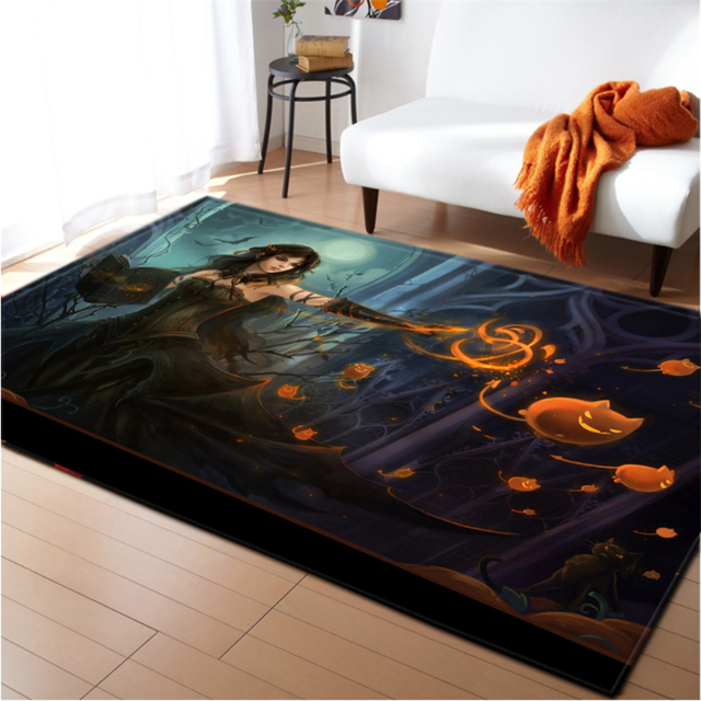 Dywany 3D dywaniki do sypialni dyniowa wiedźma gotyckie duże dywany Halloween antypoślizgowy dywanik podłogowy ozdoba na drzwi domu maty - Wianko - 14