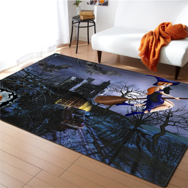 Dywany 3D dywaniki do sypialni dyniowa wiedźma gotyckie duże dywany Halloween antypoślizgowy dywanik podłogowy ozdoba na drzwi domu maty - Wianko - 7
