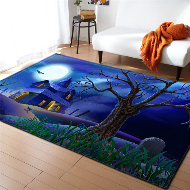 Dywany 3D dywaniki do sypialni dyniowa wiedźma gotyckie duże dywany Halloween antypoślizgowy dywanik podłogowy ozdoba na drzwi domu maty - Wianko - 5