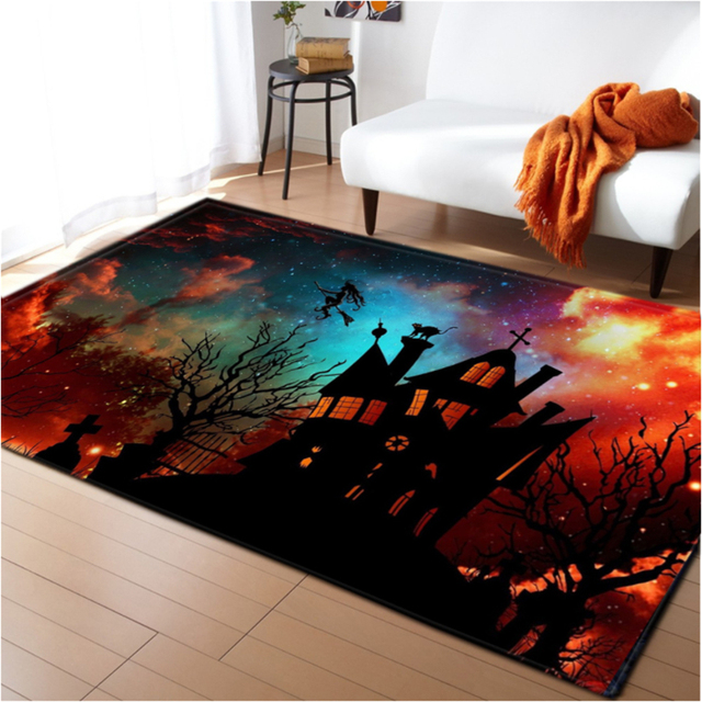 Dywany 3D dywaniki do sypialni dyniowa wiedźma gotyckie duże dywany Halloween antypoślizgowy dywanik podłogowy ozdoba na drzwi domu maty - Wianko - 2