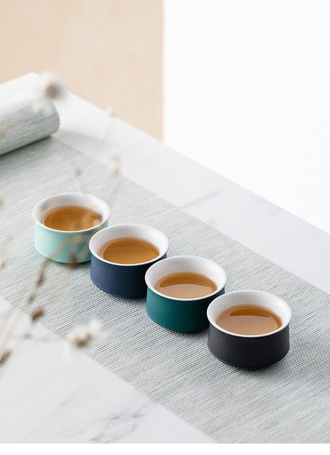 Zestaw 2 filiżanek z matowej ceramiki, wykonanych ręcznie, w jednolitym kolorze, o pojemności 60ml, idealnych do picia herbaty - Wianko - 8