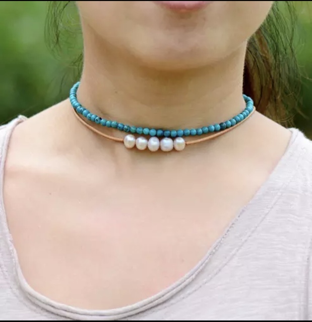 Naszyjnik naturalnej perły skóra damska moda ślubna - Wianko - 1