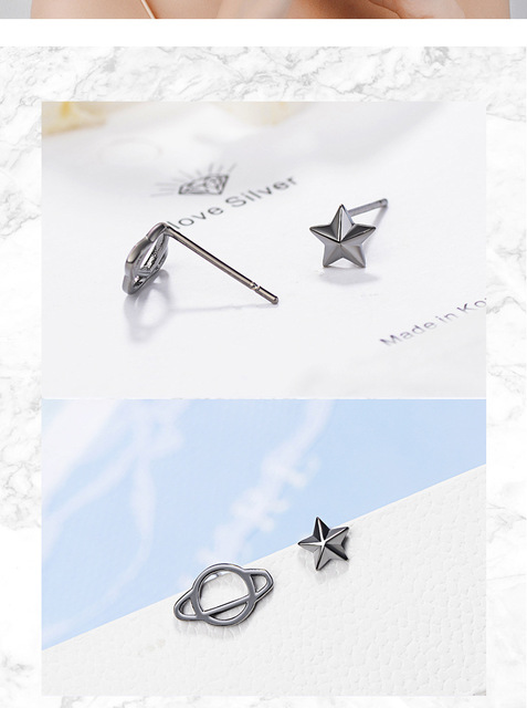 Kolczyki koreańskie Retro 2021 - czarne, wydrążone gwiazdy, asymetryczny design, dla punkowej dziewczyny - Wianko - 9