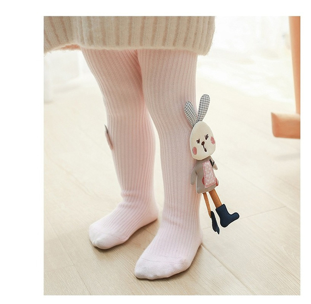 Dziewczęce bawełniane rajstopy zimowe - wysoka talia, elastyczne, lalka-królik, wzór dla dzieci 0-12 lat - Wianko - 13