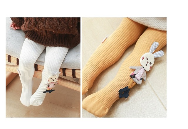 Dziewczęce bawełniane rajstopy zimowe - wysoka talia, elastyczne, lalka-królik, wzór dla dzieci 0-12 lat - Wianko - 15