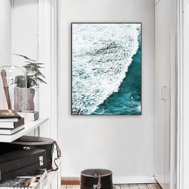 Plakat Nordycki krajobraz błękitnego morza z cytatem na płótnie - dekoracja do salonu - Wianko - 6