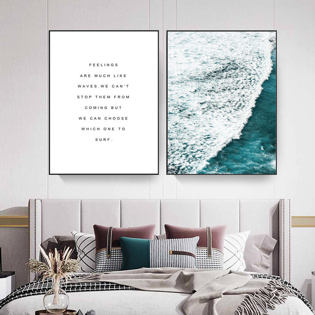 Plakat Nordycki krajobraz błękitnego morza z cytatem na płótnie - dekoracja do salonu - Wianko - 5