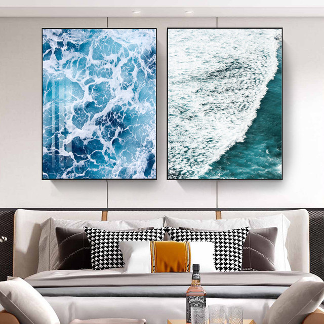 Plakat Nordycki krajobraz błękitnego morza z cytatem na płótnie - dekoracja do salonu - Wianko - 3