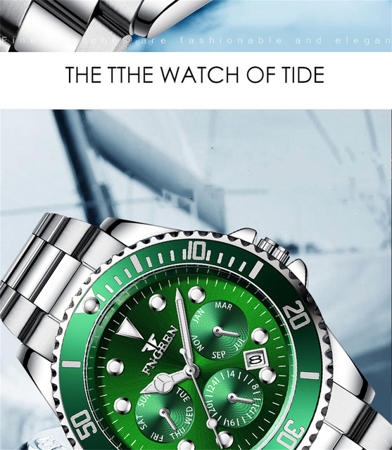 Topowa męska luksusowa zegarki zielone Casual Sport Business Quartz Watch - zegarek męski (czas) - Wianko - 2