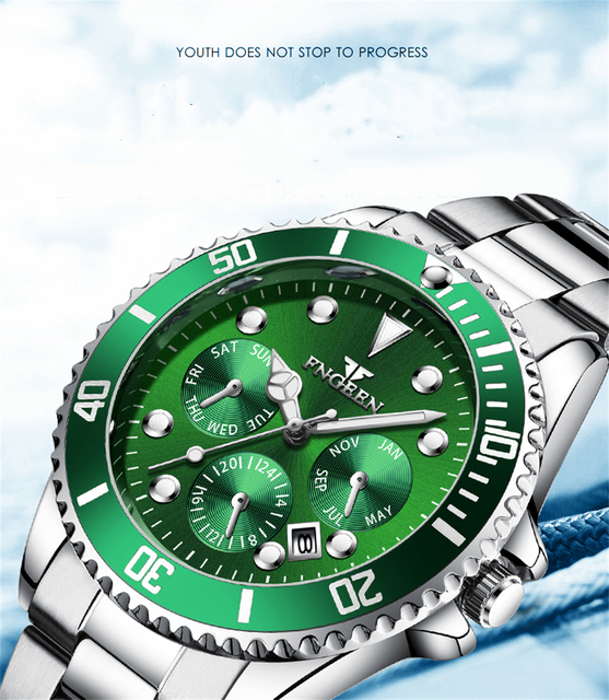 Topowa męska luksusowa zegarki zielone Casual Sport Business Quartz Watch - zegarek męski (czas) - Wianko - 1