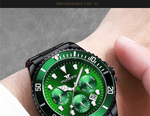 Topowa męska luksusowa zegarki zielone Casual Sport Business Quartz Watch - zegarek męski (czas) - Wianko - 4