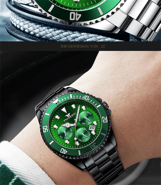 Topowa męska luksusowa zegarki zielone Casual Sport Business Quartz Watch - zegarek męski (czas) - Wianko - 3