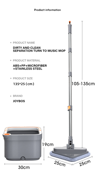 Mop z wirowaniem - Mop automatyczny z systemem separacji w wiadrze i ściskaniem, idealny do czyszczenia podłóg - Wianko - 12