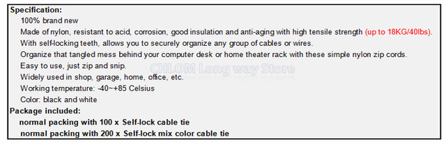 Opaski kablowe nylonowe samozabezpieczające 100 mm x 3 mm (100 szt.) - czarny, zamek błyskawiczny plastikowy, drut UL - akcesoria do kabli - Wianko - 5