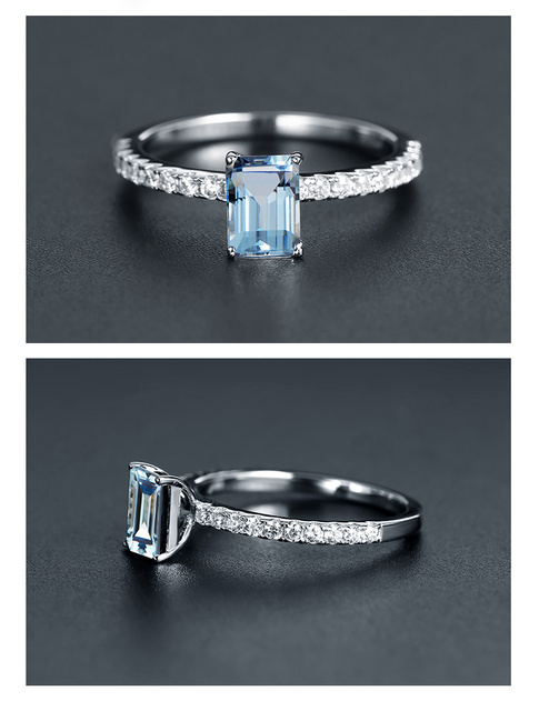 Pierścień klejnot balet z niebieskim topazem 1.28Ct w kształcie prostokąta, wykonany ze srebra 925 - Wianko - 2