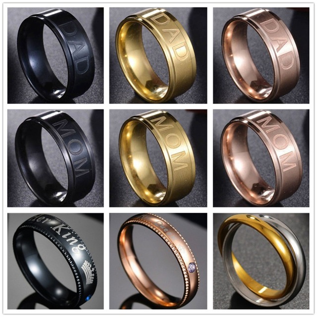 Pierścień minimalistyczny zaręczynowy dla pary - złoto/róża/czarny - Wianko - 2