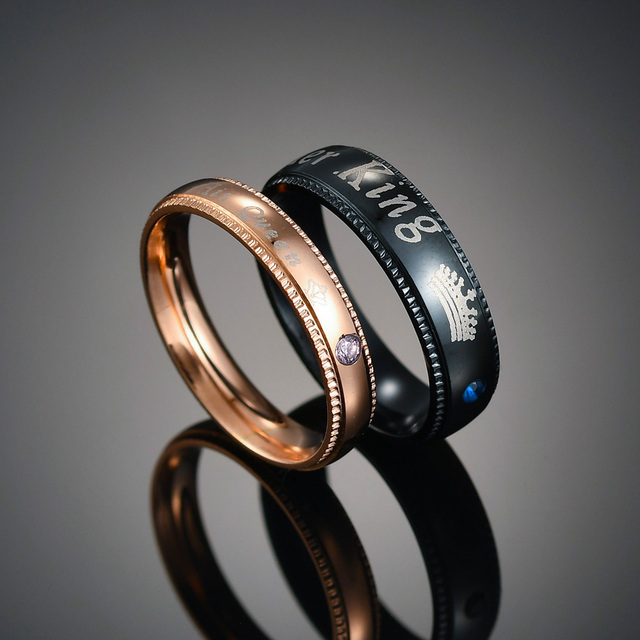 Pierścień minimalistyczny zaręczynowy dla pary - złoto/róża/czarny - Wianko - 15