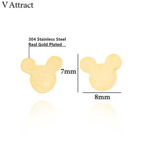 Kolczyki Mini mysz z V przyciągaj 2018 w klasycznym stylu, wykonane ze stali nierdzewnej z zapięciem sztyft, w kolorze złotym - Wianko - 3