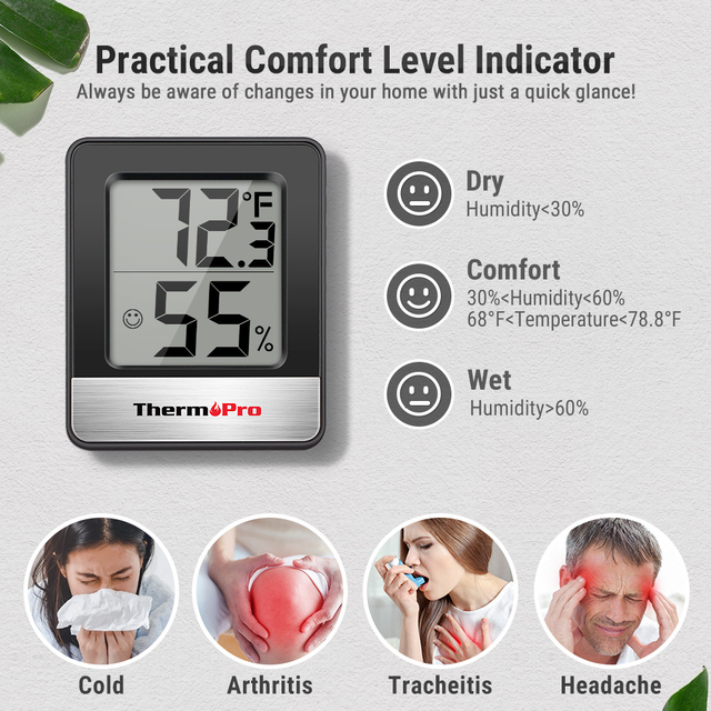 Cyfrowy termometr i higrometr ThermoPro TP49 - stacja pogodowa dla domu, mini pokój - wskaźnik temperatury i wilgotności - Wianko - 4
