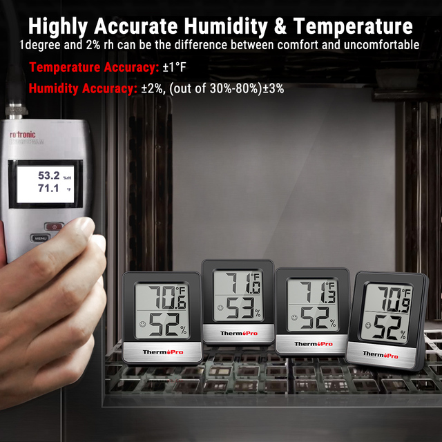 Cyfrowy termometr i higrometr ThermoPro TP49 - stacja pogodowa dla domu, mini pokój - wskaźnik temperatury i wilgotności - Wianko - 3