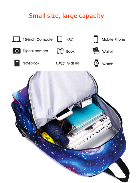 Plecak uniwersytecki z portem ładowania USB, inspirowany dziewczyną na tle gwiaździstego nieba - Wianko - 7