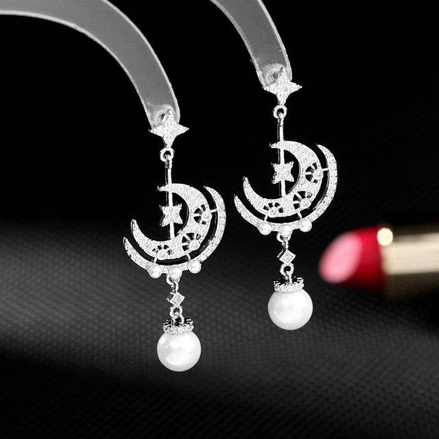 Kolczyki wiszące perłowe z frędzlami, ozdobione cyrkoniami CZ - Wianko - 4