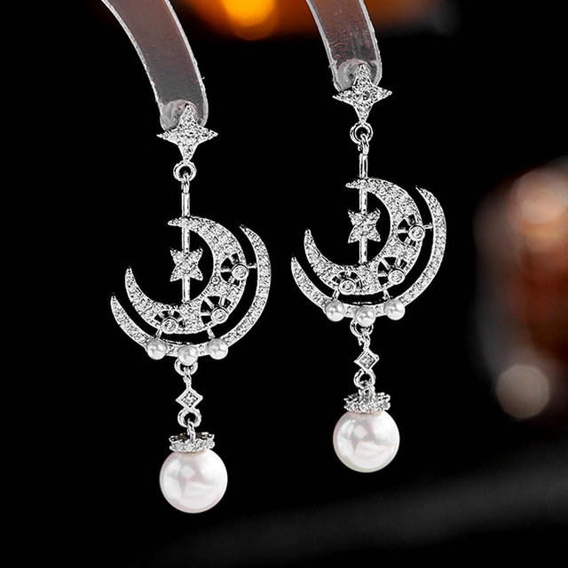 Kolczyki wiszące perłowe z frędzlami, ozdobione cyrkoniami CZ - Wianko - 3